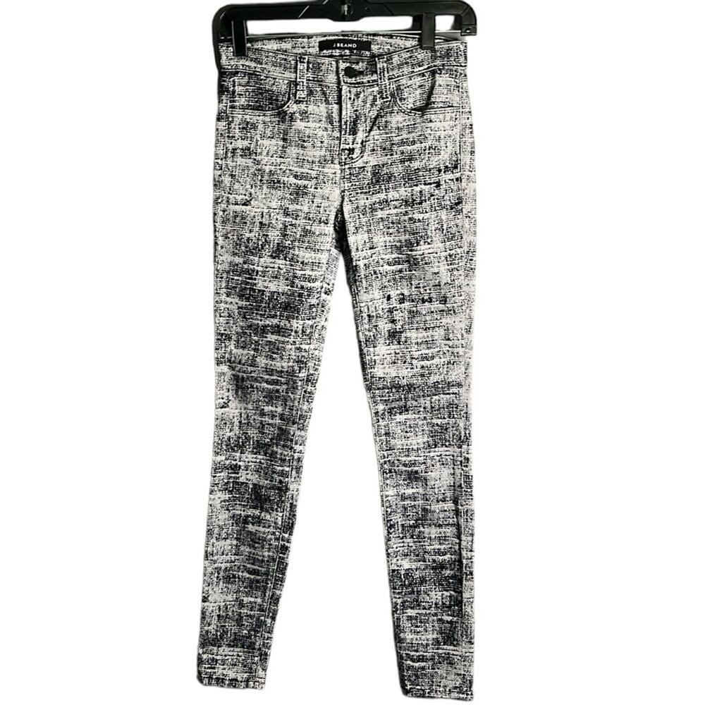 J Brand Black Gray Textured Super Skinny Mid Rise Pants 26